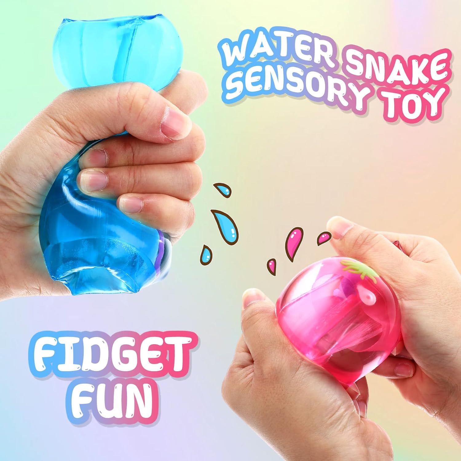 12 Pcs Water Wigglers Snake Toy Fidget Water Snake Trick Stress Toy Can't Hold Novelty Trick Slippery Tube for Home School Birthday Gifts, 4.33 x 1.57''(Sea Animals)