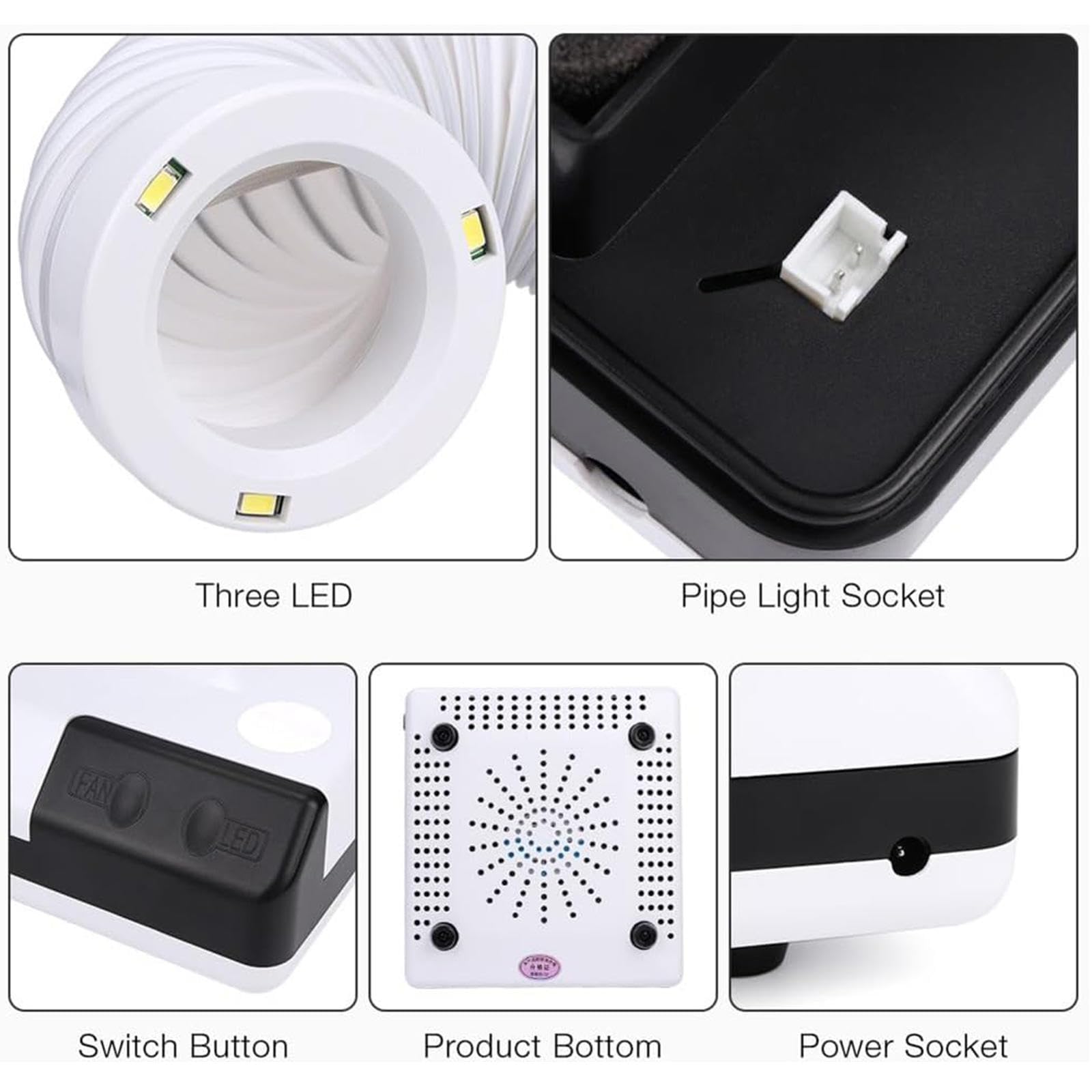Aspiratore per Polveri per Lucidatura da Tavolo, Aspirapolvere per Lucidatura Dentale per Unghie con 3 Luci LED, Due Modi di Utilizzo, Tubo Flessibile con Rotazione a 360° per Laboratorio