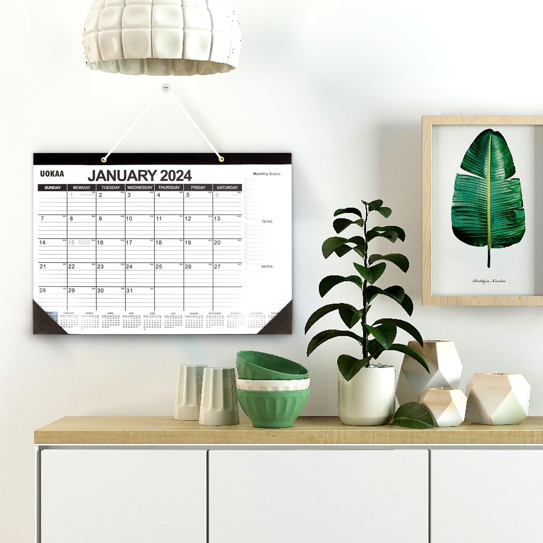 Calendario académico grande de escritorio 2024-2025, almohadilla de escritorio de 24 meses, 17 x 12 pulgadas, enero de 2024 a diciembre de 2025, calendario de pared de escritorio con grandes