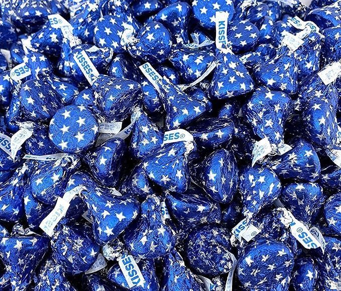Snapklik.com : Hershy0 Kisses Blue Foil Star Wrapped Milk Chocolate Candies