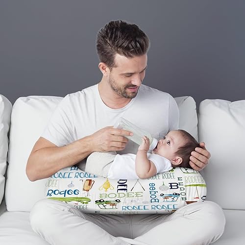Miniatura 3 de Rucekia Funda de almohada de lactancia para bebé, con temática de fútbol, en forma de U, para alimentación con biberón, ultra suave y cómoda, para