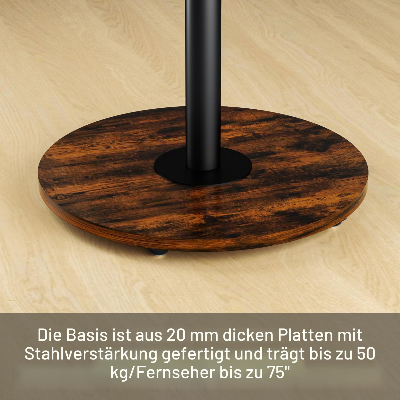unho TV Standfuss Höhenverstellbar, TV Ständer Rollbar, TV Bodenständer für 40-75 Zoll Fernsehstand, VESA 600x400mm, bis Max 50kg, schwarz