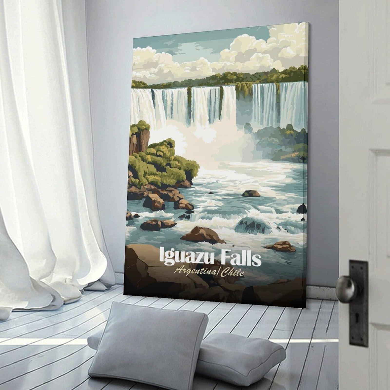 Junmoney Iguazu Falls, ArgentinaChile Home Decor Wall Art, 20x30inch(50x75cm), for Bedroom, Lounge Or Dressing Area, Canvas Wall Decor for Personal Spaces