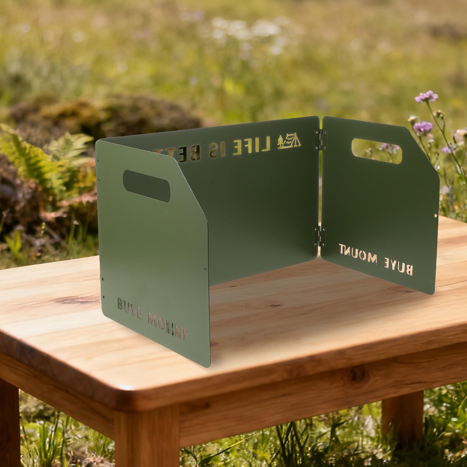 Paravento per Fornelli da Campeggio Pieghevole in Ferro 3 Pannelli con Borsa, Protezione Antivento per Stufa Esterna, Accessorio per Barbecue, Picnic, Escursionismo e Zaino
