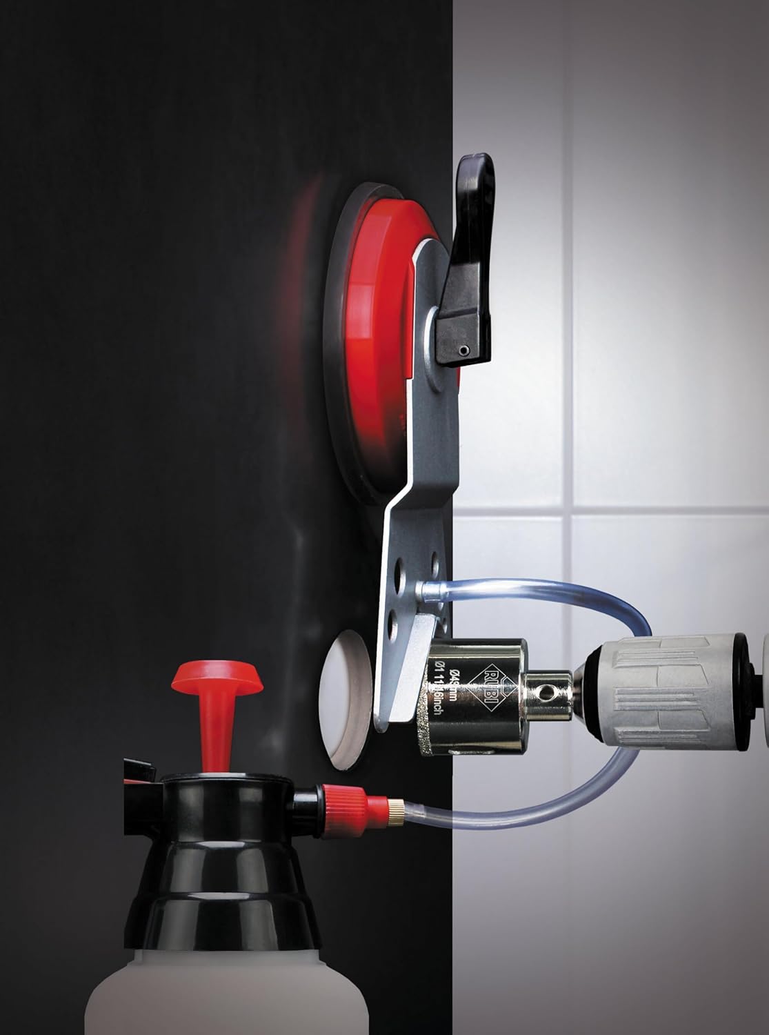 Rubi KIT Easy GRES Plus – Complete Diamond Drill Bit Set with MULTIDRILL Guide, Water Tank, and 7 Precision Bits for Ceramic Tiles, Marble, Granite, and Glass – Professional Grade Tool Kit