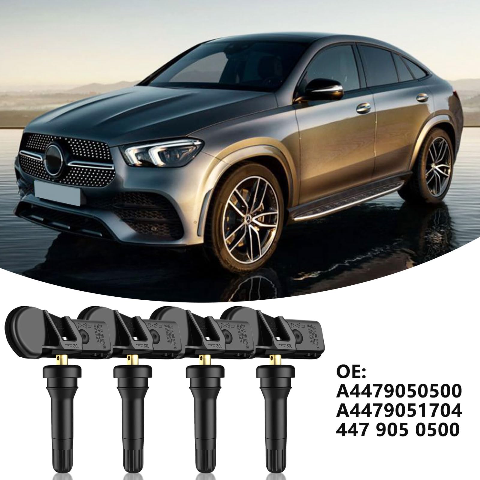 ANBOO 4 Stück Reifendrucksensor für Mercedes C/CLA/GLC/CLS/E/S/V-Klasse, TPMS Reifendruckkontrollsystem für Mercedes Vito W447 Viano W639 Vito EQV Metris, RDKS Sensor A00090500 A4479051704