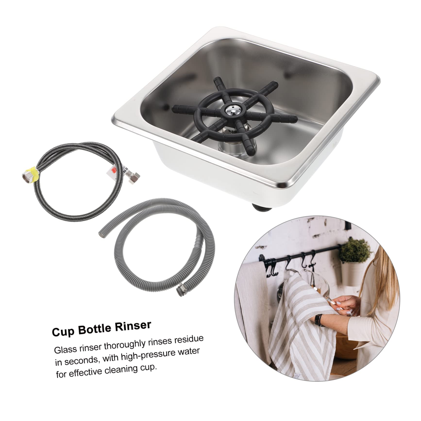 SHINEOFI Sciacquatrice per Bicchieri e Bottiglie Facile Installazione Acqua ad Alta Pressione in Acciaio Inossidabile per Bar e Casa