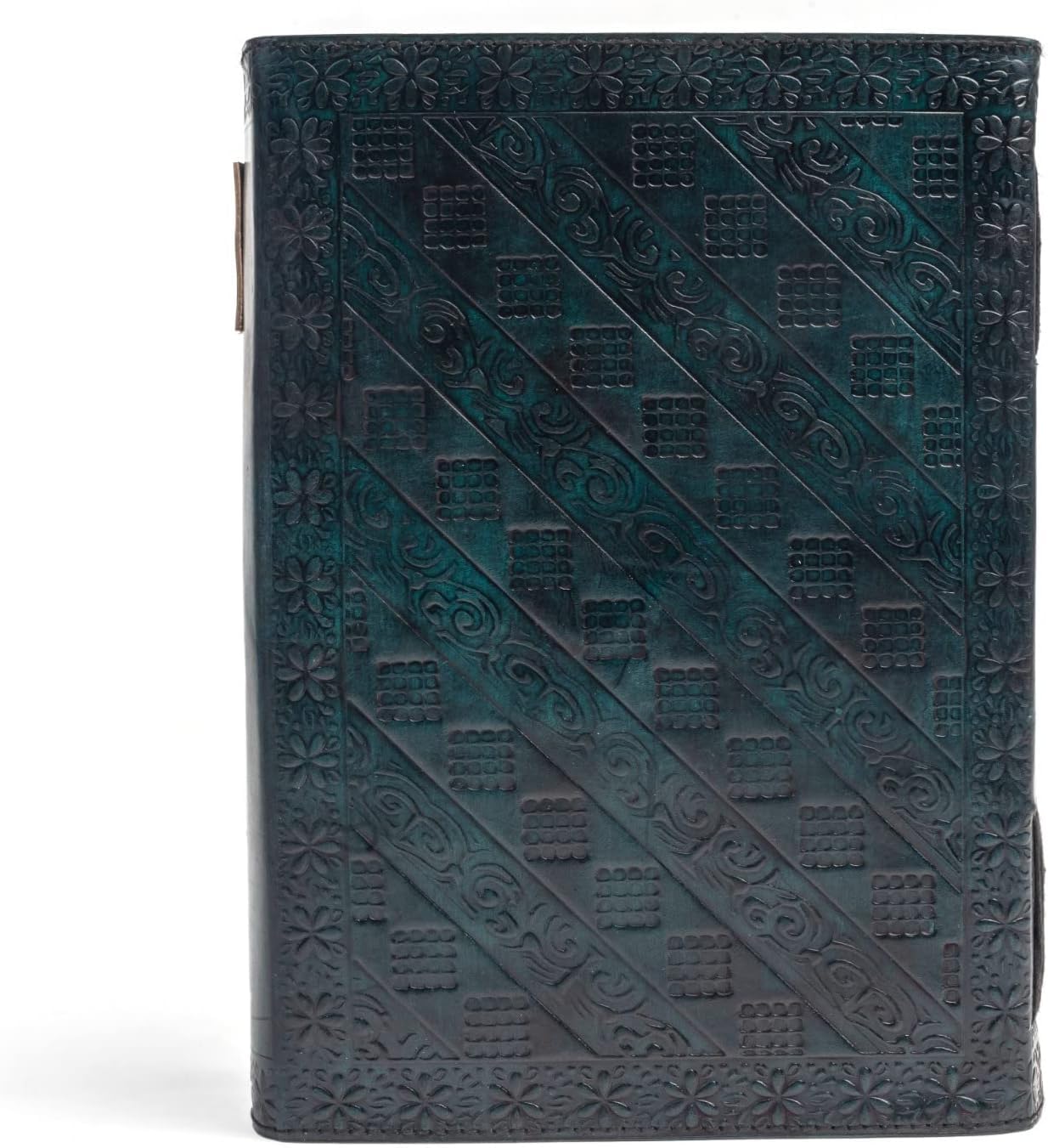 Handgefertigtes großes Leder-Tagebuch, 600 Seiten, geprägt, Baum des Lebens, Buch der Schatten, Notizbuch, 7 Chakra, Grimoire, Skizzenbuch, 17,8 x 25,4 cm, Lederbindung (grün)