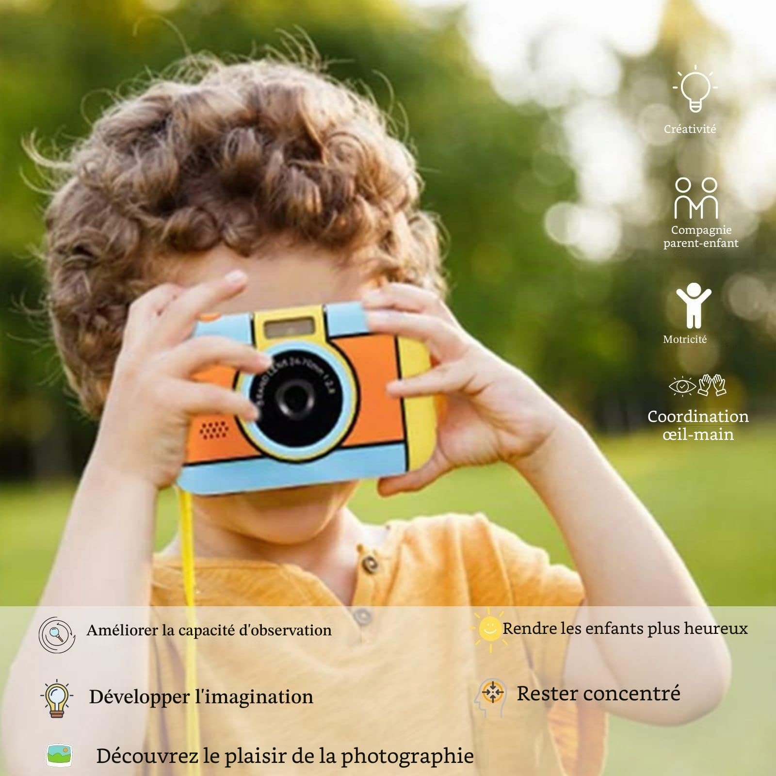 Appareil Photo pour Enfants, 24MP 1080P FHD Appareil Photo Numérique 2.4" Selfie Apareille Photo Video Caméra avec 32G Carte, Zoom, Cadeaux pour Garçons & Filles de 3 4 5 6 7 8 9 10 11 12 Ans