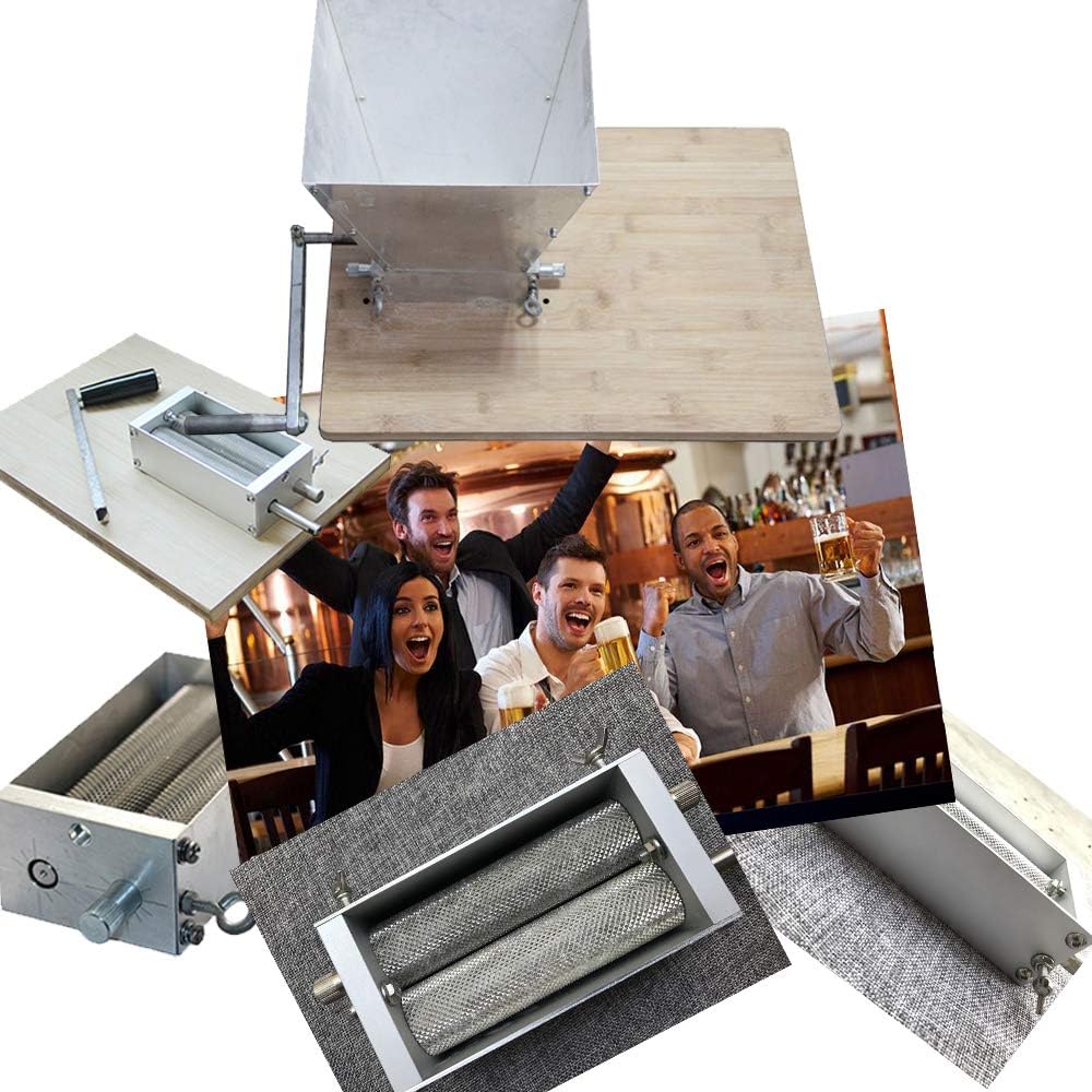 YUEWO Barley Grinder Crusher Stainless 2-Roller Grain Mills Machine Homebrews Beer Brewing Grain Crusher Machine For Grains Corn Barley