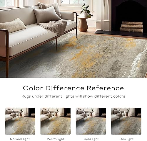 Miniatura 363 de Ashler - Alfombras bohemias vintage de 5 x 8 pies para sala de estar, lavables a máquina con parte trasera antideslizante, alfombra para interiores