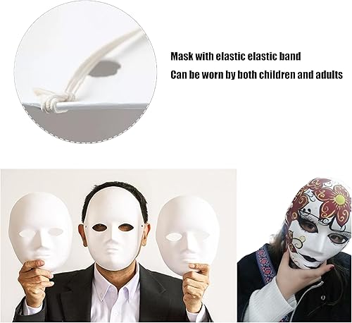 Miniatura 6 de 10 máscaras faciales completas de bricolaje, máscara de papel blanco pintable en blanco, máscara de bricolaje para manualidades, mascarada, cosplay,
