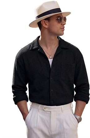 Mens Knit Polo Shirt Short Sleeve Textured Jacquard Open Collar Old Money Style Summer Casual Beach Stretchy Golf Shirts