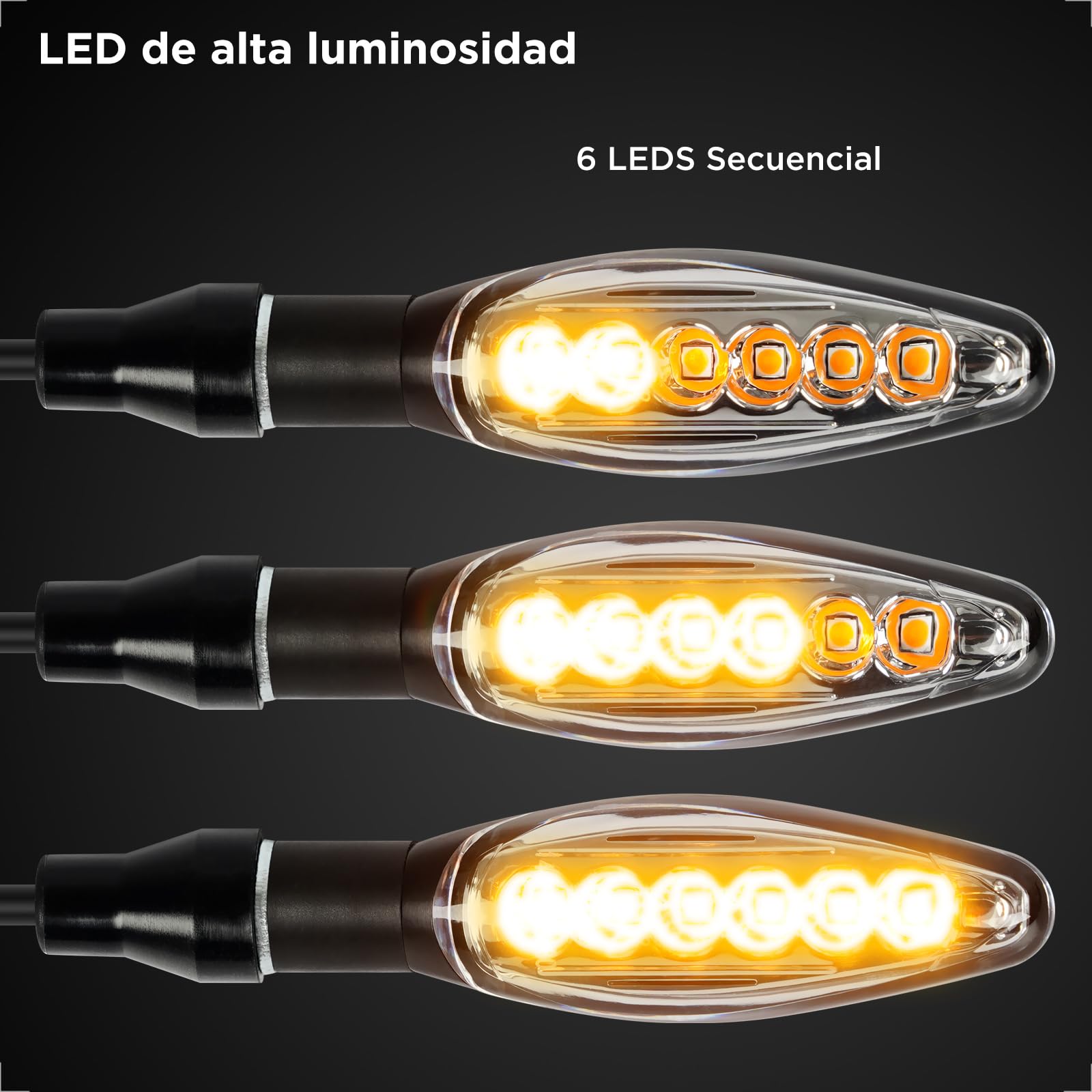 evermotor Moto Intermitentes Homologados, E32 12V 4 piezas, Universal LED motocicleta con efecto de funcionamiento señales de giro carcasa de aluminio Quad ATV, IP67 impermeable