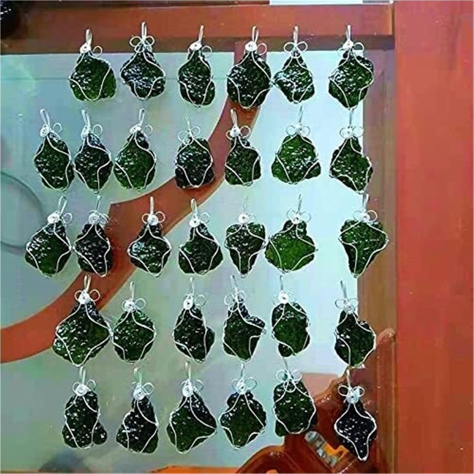 Piedra de Moldavita, Moldavita cruda real, colgante de cristal de Moldavita verde, aerolitos, collar con cuerda sin energía, joyería de cristal de Moldavita
