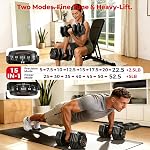 FEIERDUN Adjustable Dumbbell Set, 5-52.5 lb Dumbbells, 15 in 1, Quick Adjust Weight Set with Non-slip Handles and Tray, Dumbbells for Home Gym Exercise Strength Training, Unisex | Smart click technology for quick change, non-slip grip, good for home,