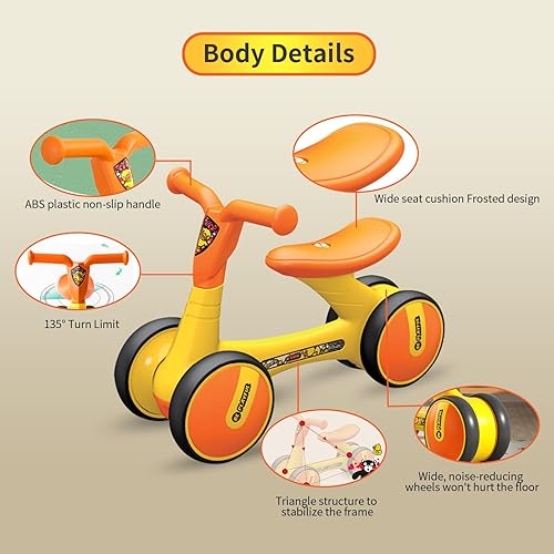 Miniatura 4 de TOWRITE Bicicleta de equilibrio para niñas de 18 a 36 meses, regalos de primera bicicleta preescolar y regalos de primer cumpleaños, entrena a tu