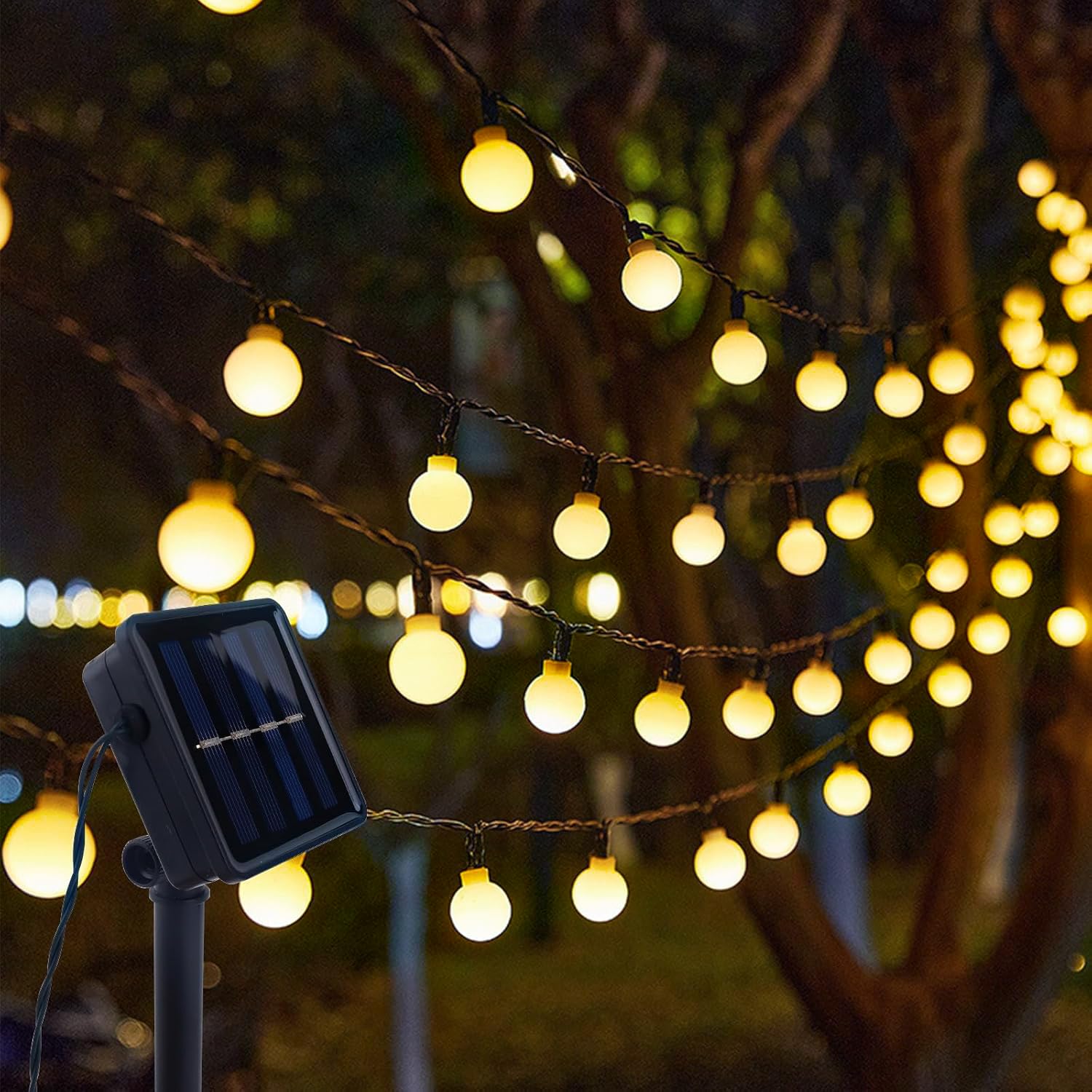 SIOOUI Solar Garden Lights Outdoor, 12m/39ft 100 LED Solar String Lights, Waterproof Fairy Light with 8 Modes