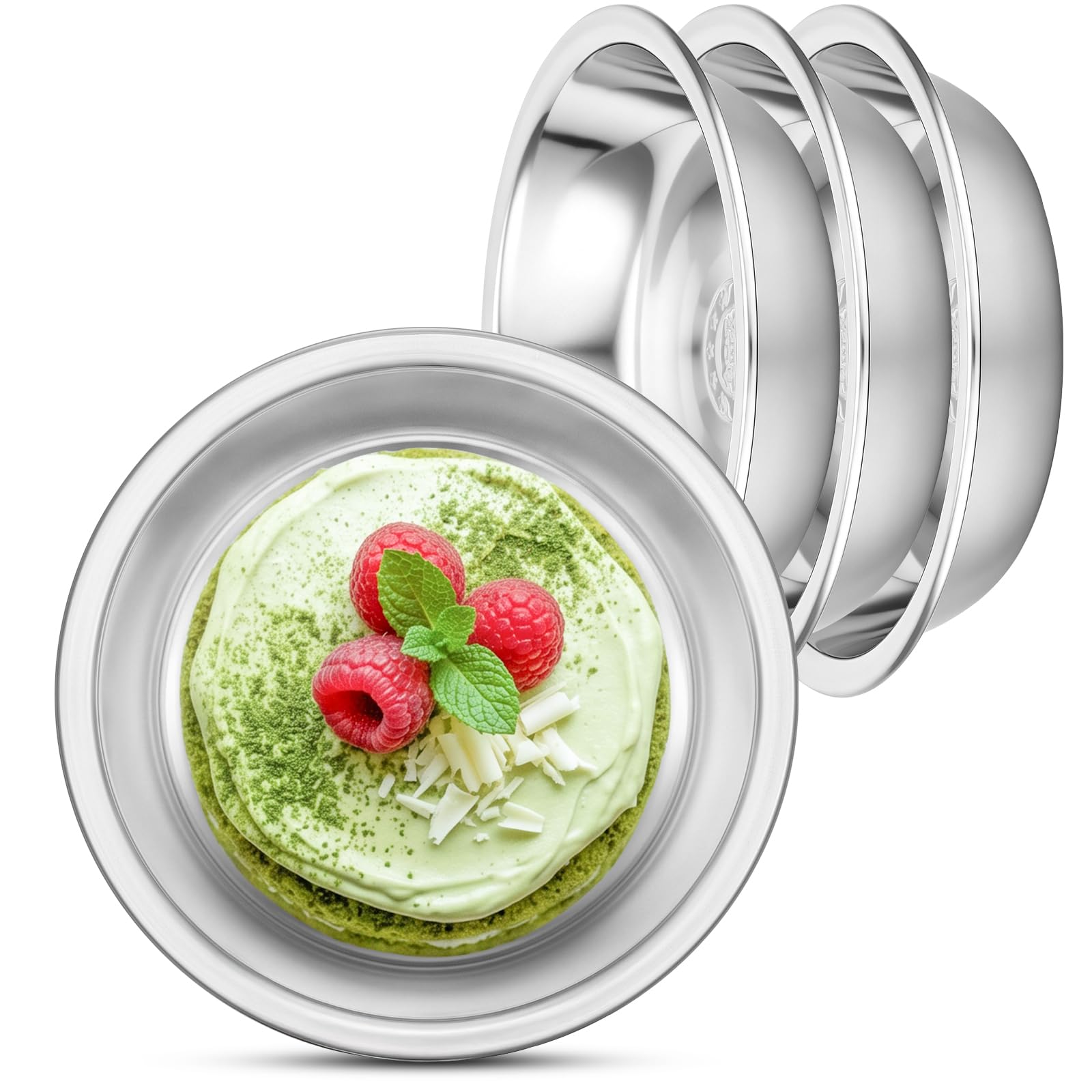 Stainless Steel Deep Plates, 4 Set 4.9 inch SUS304(18/8) Mini Metal Camping Plate, Reusable Small Snack Dessert Eating Food Serving Dishes Round Silver Tray for BBQ Dinner Oven Dishwasher Safe