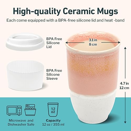 Miniatura 3 de NOVA CERAMICS Taza de viaje – Taza de café de viaje – Taza de café helado única para llevar – Vaso rosa café apto para microondas y lavavajillas