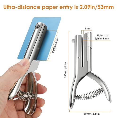 Miniatura 10 de Perforadora de agujero de 2 pulgadas, alcance de 14 pulgadas, perforadora de agujero único, perforadora de papel portátil de mano larga para