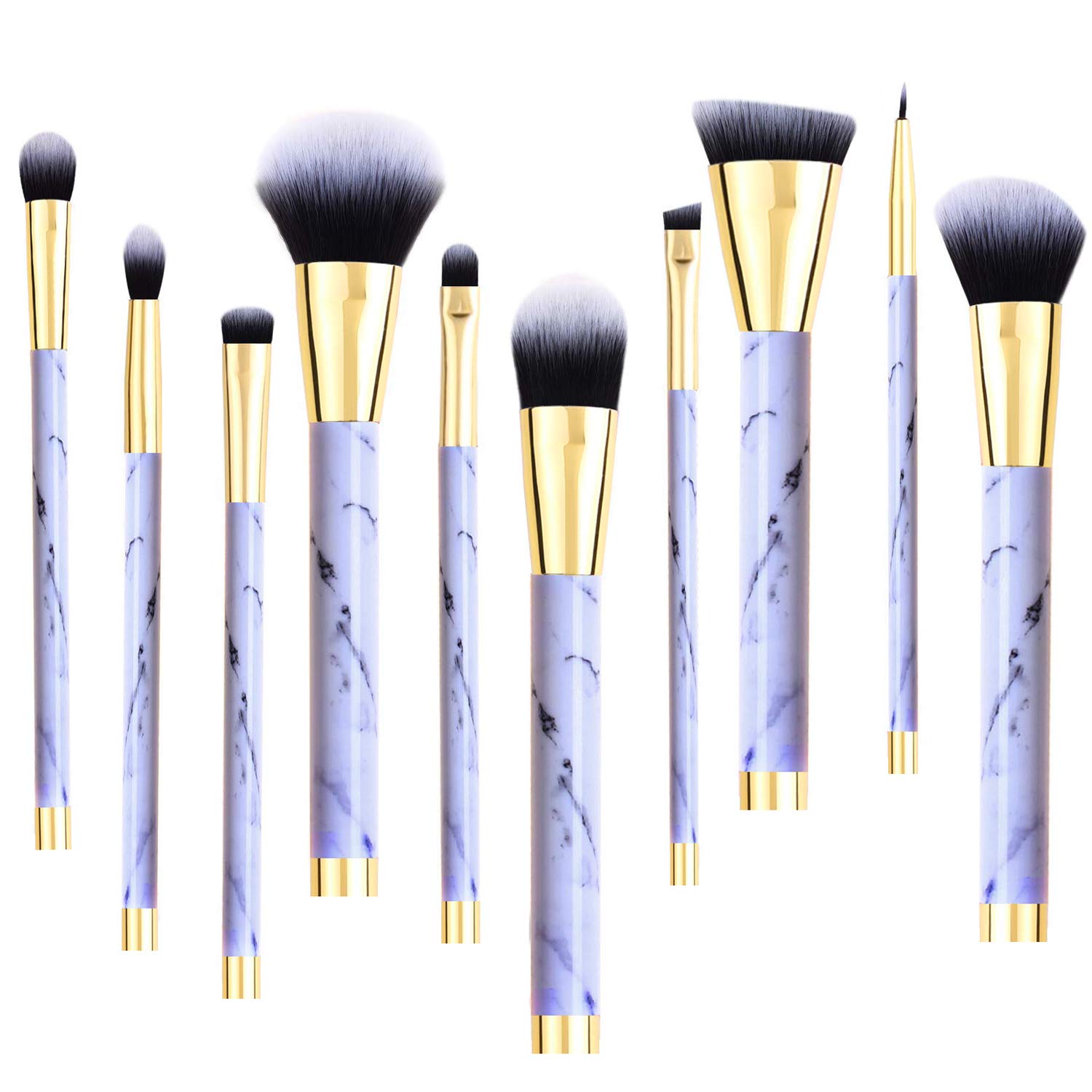 Makeup Brushes Set, 10pcs Professional Marble Pattern Makeup Brushes with Blush Foundation Highlighter Brush, Eyeshadow Concealer Eyeliner Lip Brush, Face Travel Make Up Brushes Cosmetic Tool
