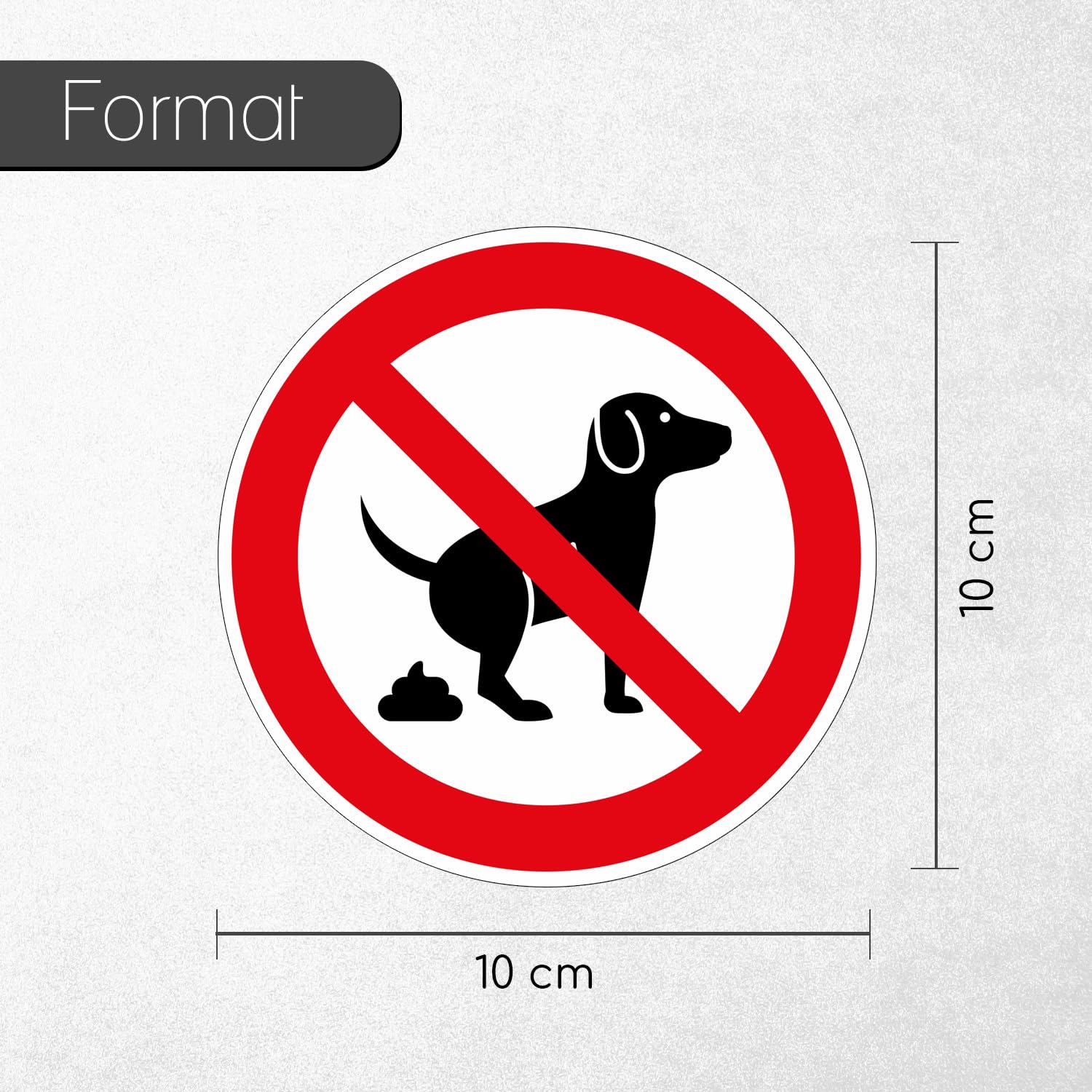 Adesivo Divieto Di Deiezioni Canine - Rotondo 20 Cm, Resistente Alle Intemperie, Pellicola UV, Made In Germany, Hin410