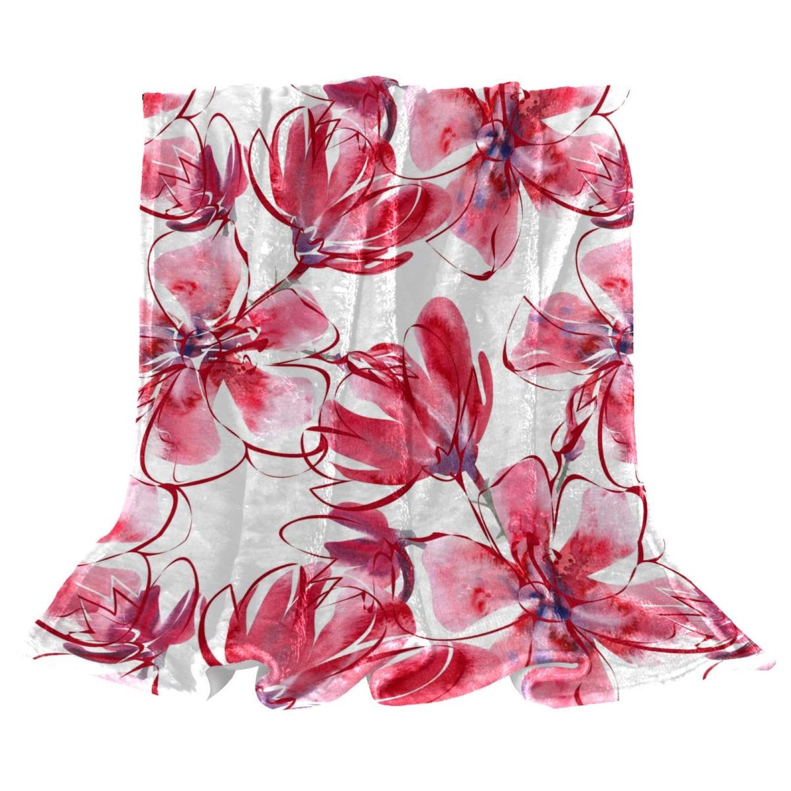 Couverture polaire fleur d'aquarelle pour cocooning canapé
