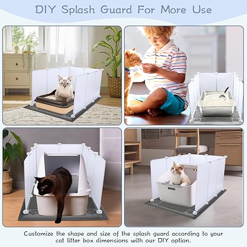 Miniatura 3 de Essenhome Caja de arena para gatos, protector contra salpicaduras extra grande 29.8 pulgadas de largo x 20.3 pulgadas de ancho x 16.5 pulgadas de