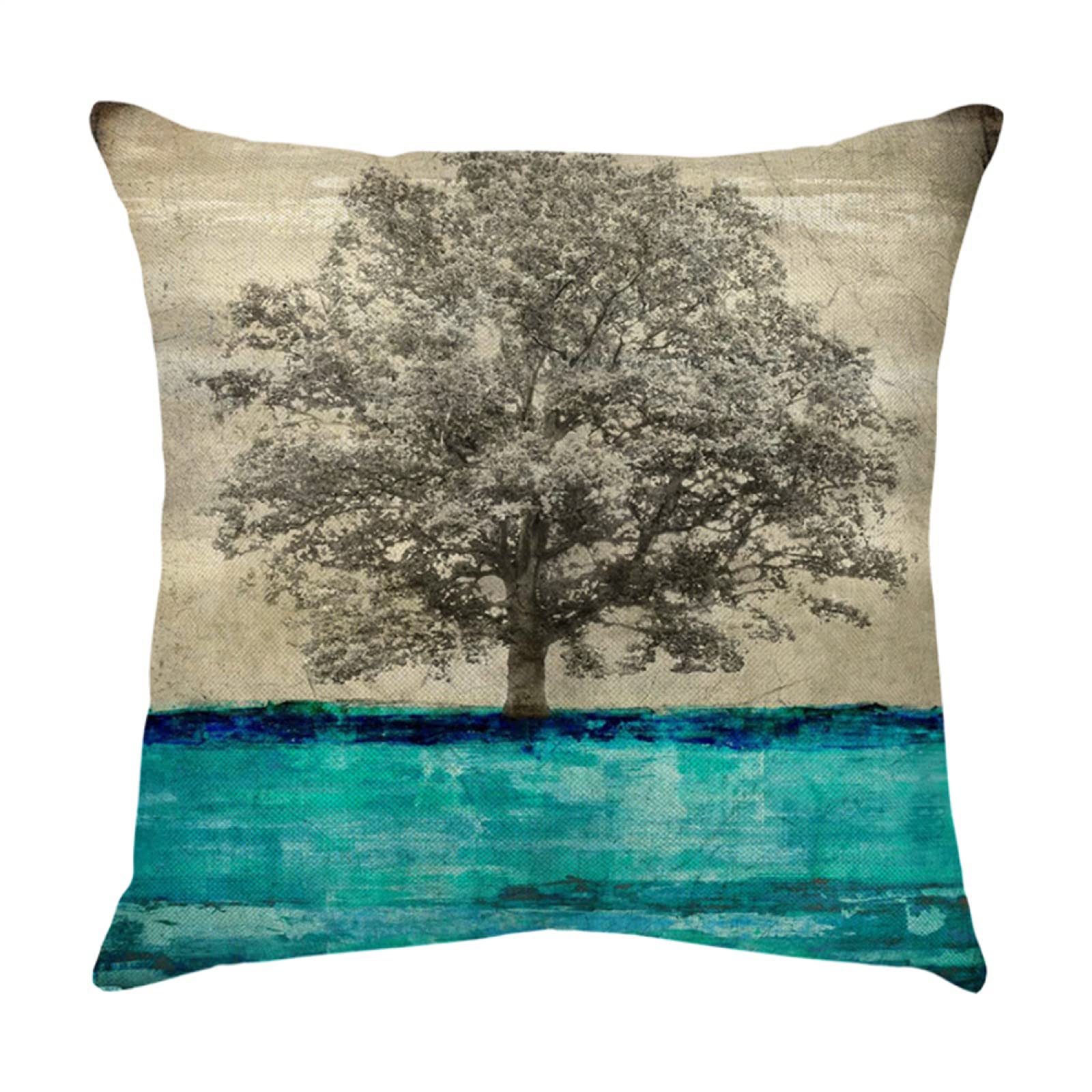4 Piezas Funda de Almohada Arbol Gris Fundas de Cojín Terciopelo Sencillo y Decorativo para Sofá Camas Dormitorio Coche Lino Cojines Throw Pillow Covers 80x80cm/32x32 Inch
