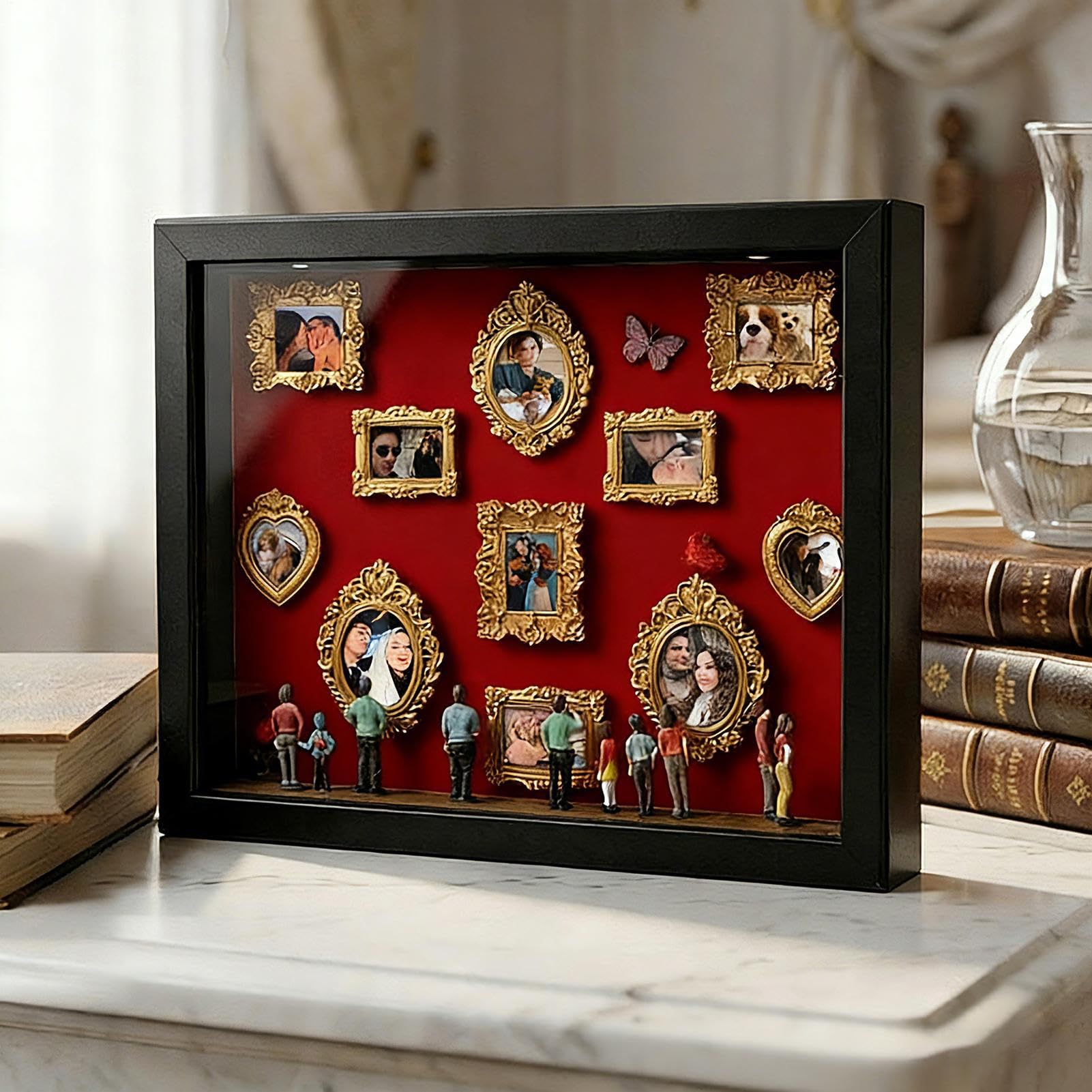 Cuadro De Pared O Mesa con Efecto Museo, Cajas De Silueta Mini con Luz Y Figuras Coleccionables, para 11 Imágenes, Decoración para Apartamento, Regalo Romántico Y Familiar