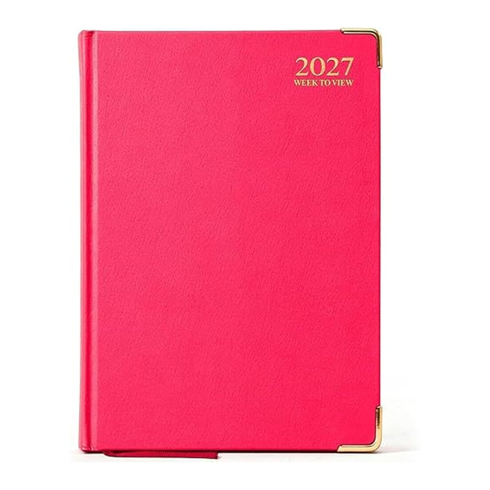 AIBULO 2027 A5 Week to View Pink Diary Gilt Edges Hardback