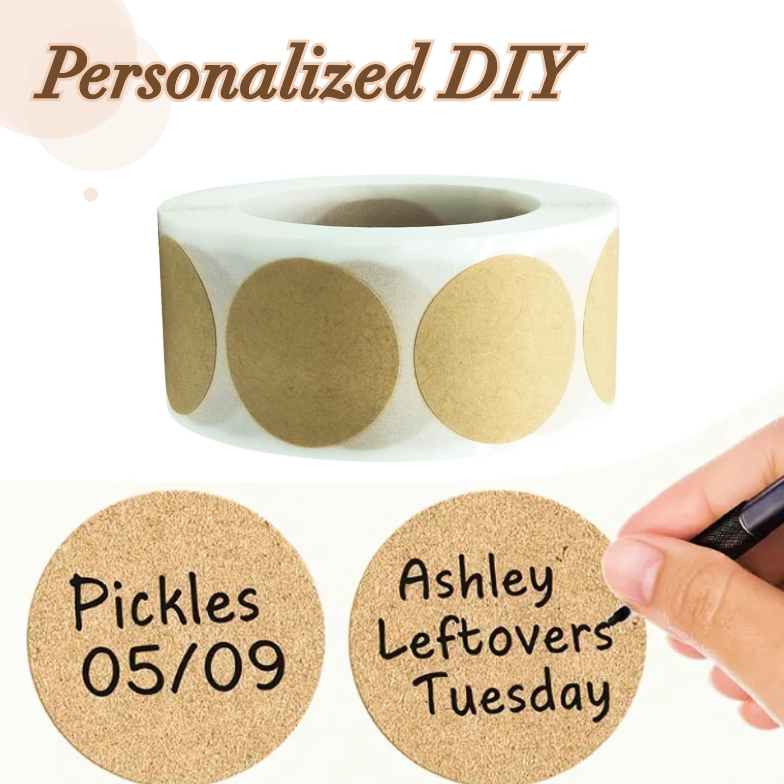 1000 Etiquetas Redondas Kraft 25mm - Pegatinas Adhesivas Para Manualidades, Regalos, Bodas