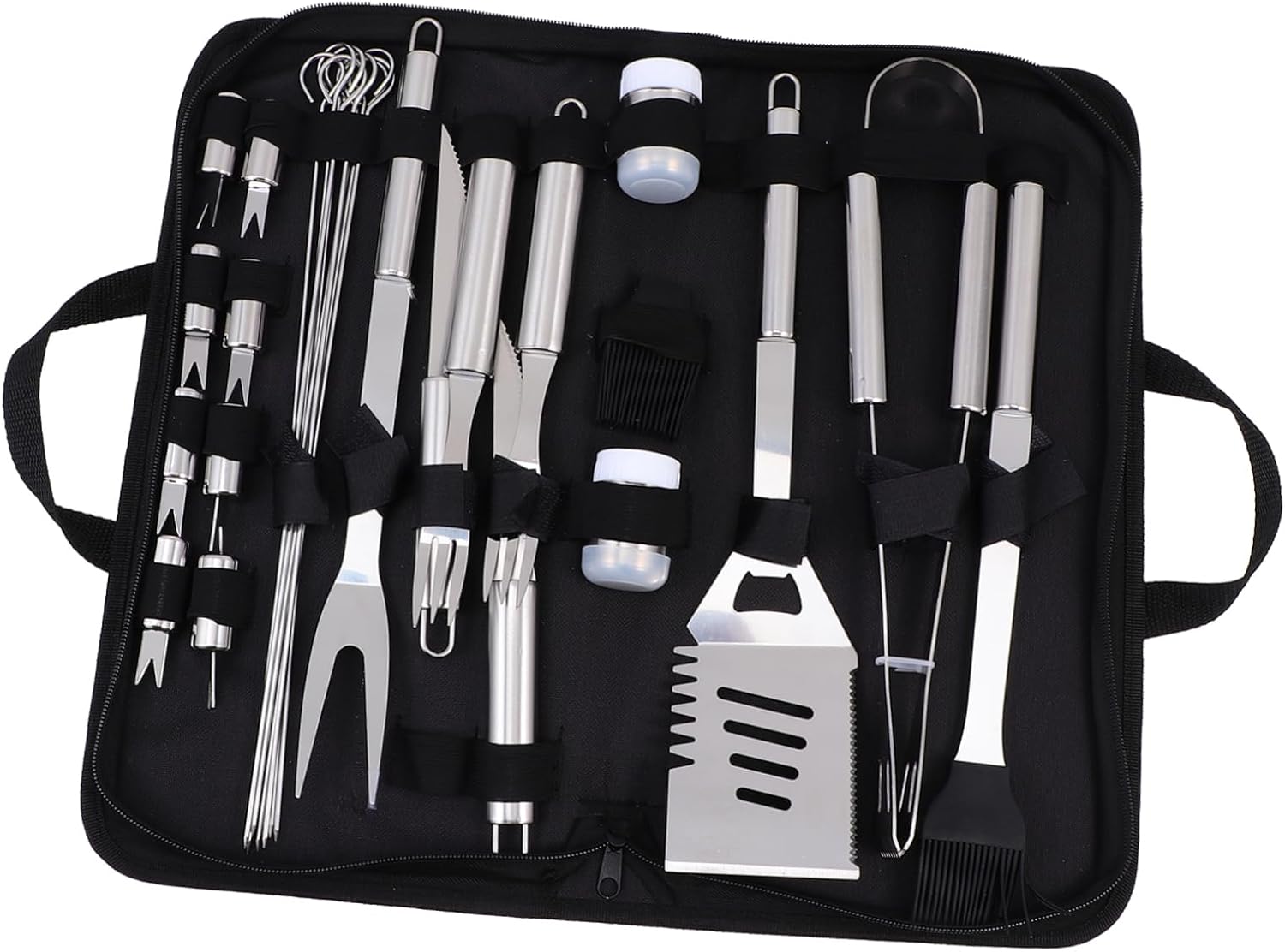 Portable BBQ Tools Set Outdoor Stainless Steel Grill Utensils Kit Oxford Cloth Bag for Camping Tailgating and Backyard Barbecues