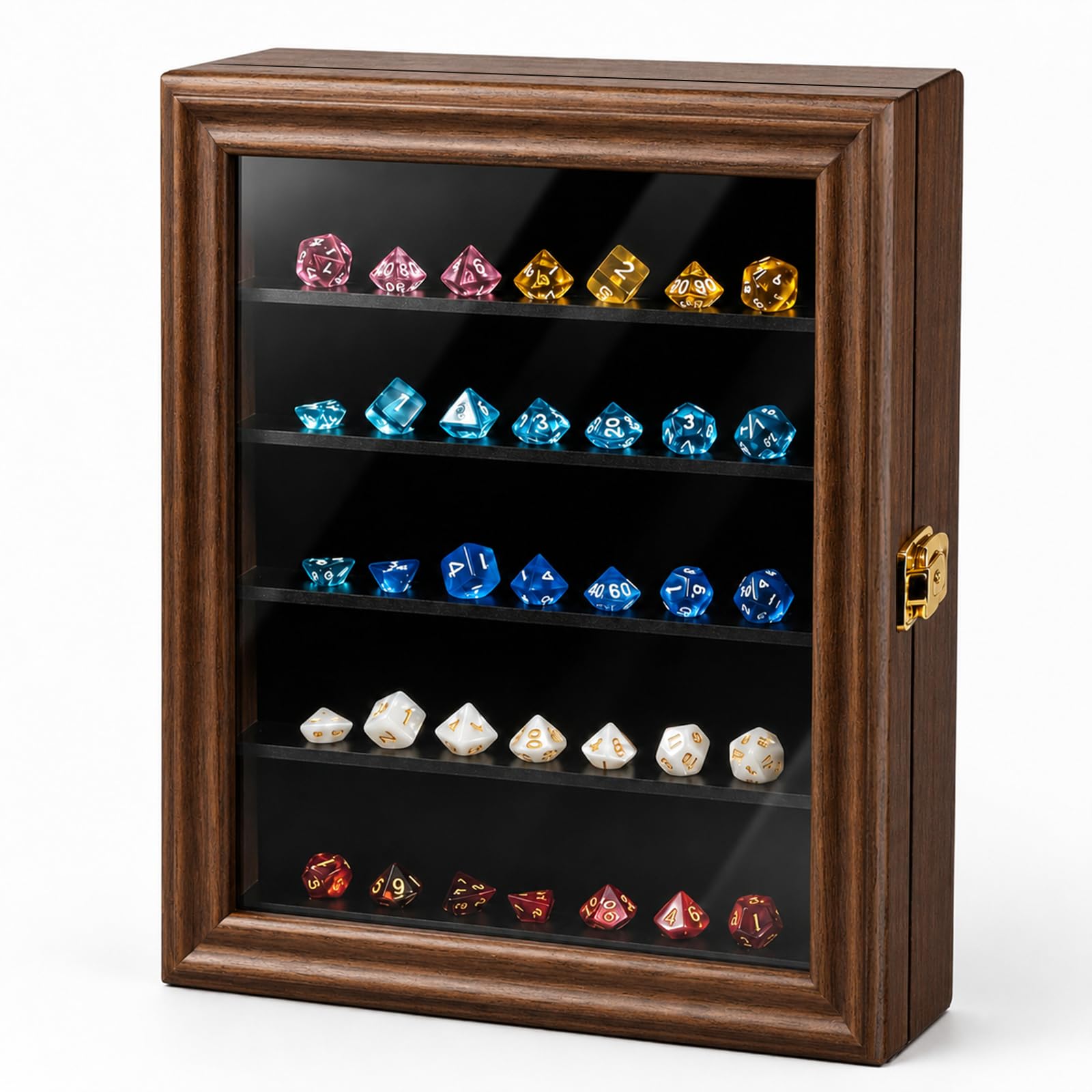 DND Dice Display Case for 35 Dice, 5-Tier Wall Dice Holder, Burnt