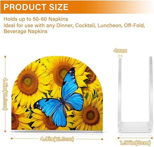 Miniatura 4 de Sunflower and Butterfly Acrylic Napkin Holder Clear Crystal Tissue Paper Dispenser for Table, Kitchen Countertop, Restaurant, Decor