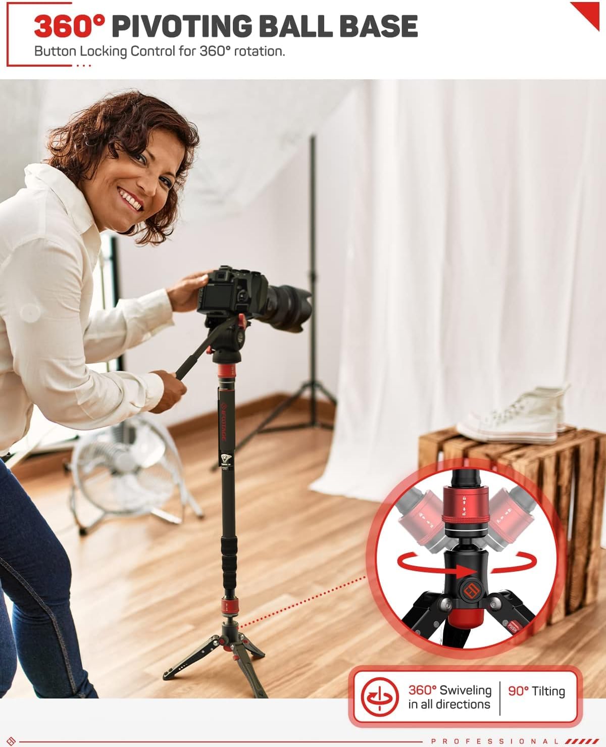 IFOOTAGE Cobra 3 A180T Fotografie-Kamera-Einbeinstativ mit Standfüßen, Drehverschluss-Design für monopod stativ mit abnehmbarem Stativfuß, Canon, Nikon, Sony, DSLR & Videokamera