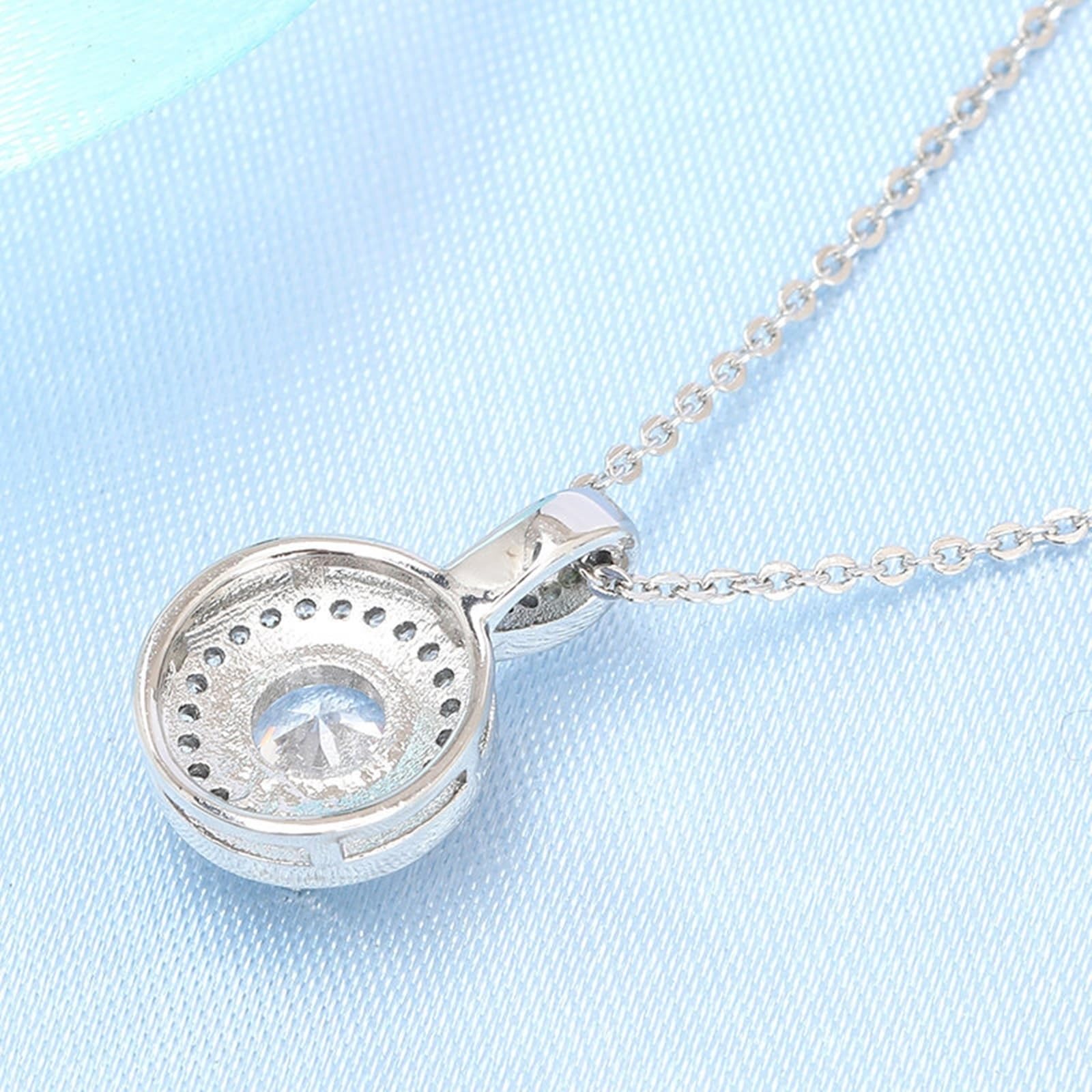 KnBoB Colgante de mujer de oro blanco 375, 9 K, sencillo, redondo, laboratorio, collar de diamantes, joyas para boda, 40 + 5 cm