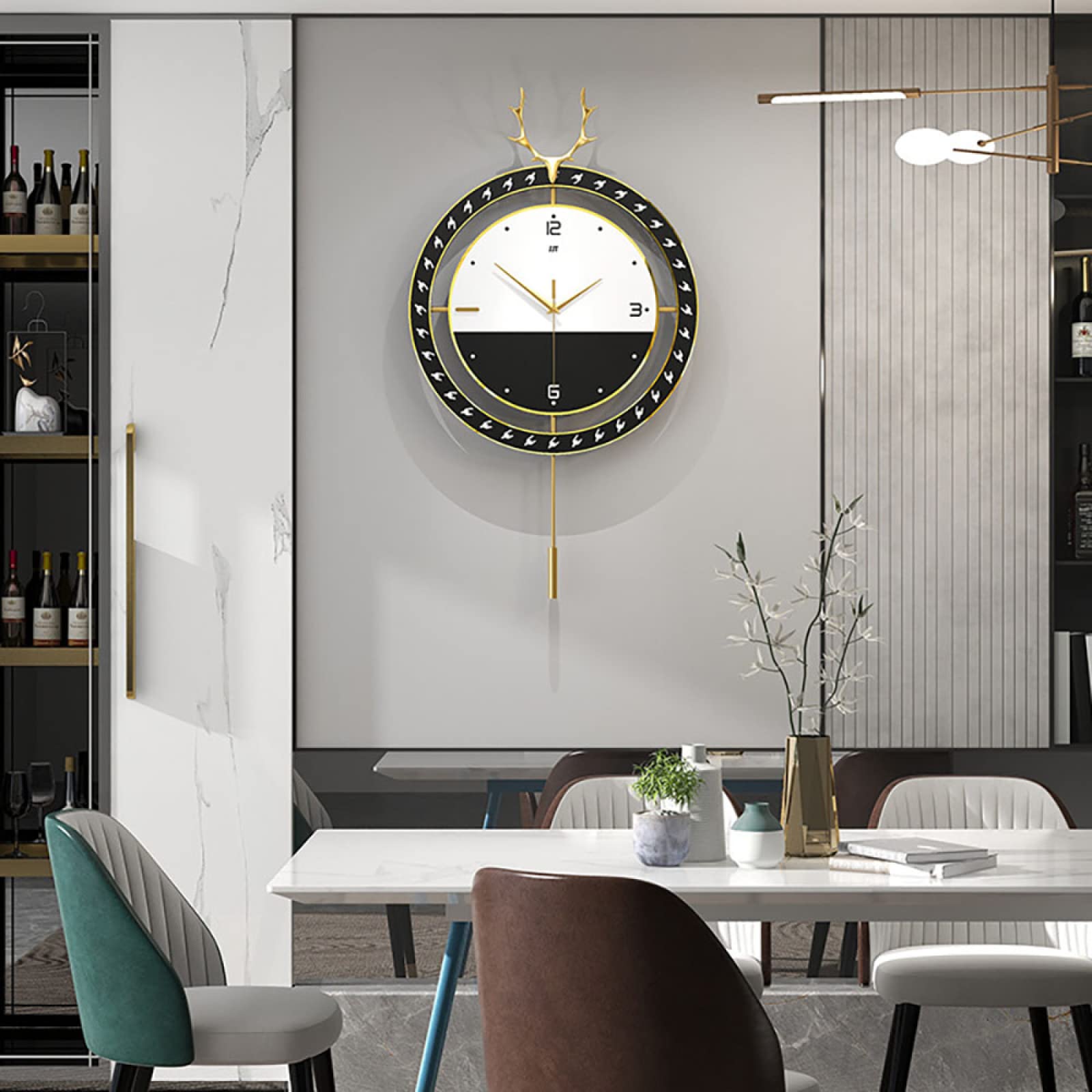 Blessing Decor Reloj de Pared Moderno, Reloj de Pared silencioso de Estilo nórdico, Reloj de Pared oscilante con Pilas para el hogar, Sala de Estar, Oficina, Dormitorio, Cocina, Reloj de Pared, 14,17