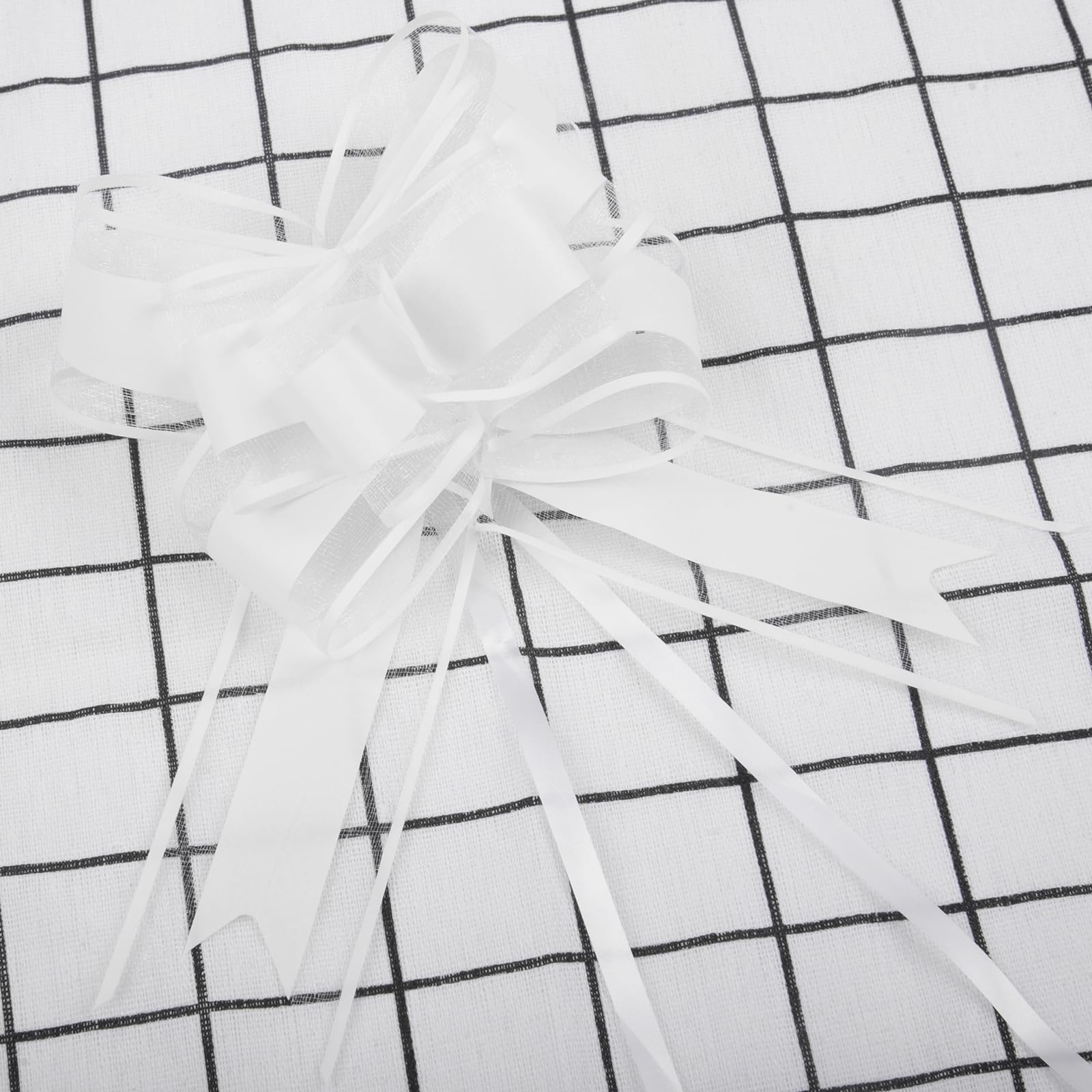 Lot de 50 Grands Nœuds en Organza Blanc pour Décorations Voiture de Mariage