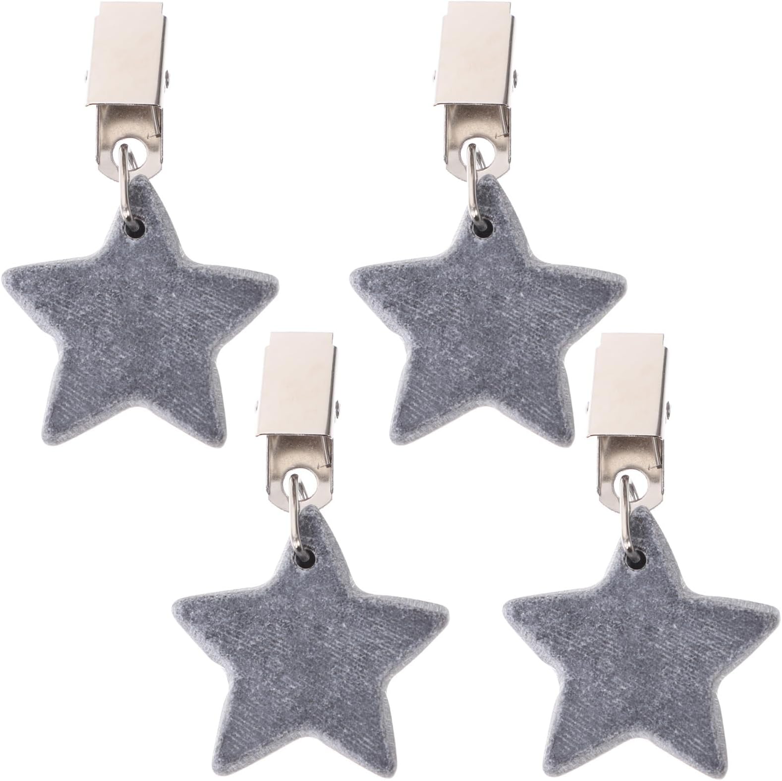 4 Pcs Tablecloth Weights with Stainless Steel Clips, Star Stone Table Cloth Weights for Outdoor Patio Picnic, Rust-Resistant Garden Flag for Wind, 8oz Total, Gray