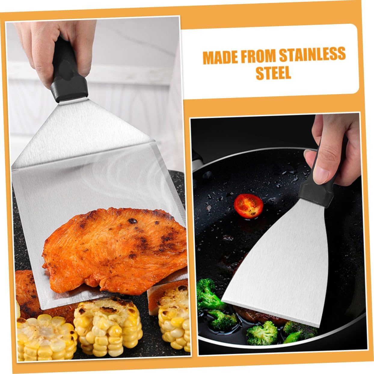 TOYANDONA Stainless Steel Grill BBQ Tool with Burger Press Spatula and Basting Brush for Outdoor Cooking Camping Barbecue Multi-Function Barbecue Accessories for Burgers Steaks Vegetables