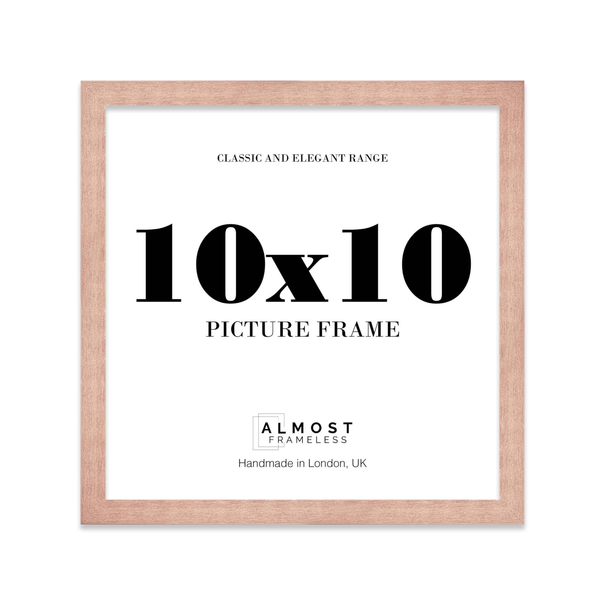 Almost Frameless 10x10 Copper Picture Frame 10"x10"(25.4x25.4cm) Poster, Photo, Artwork, or Print. Thin Edge Slim Frame Portrait and Landscape Display with Wall Hooks