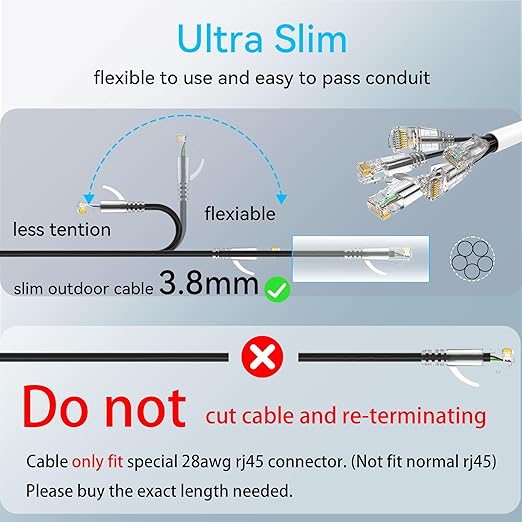 Cable Ethernet Cat6a 100ft (30.48m) RJ45 UTP Cobre Negro miniatura 5