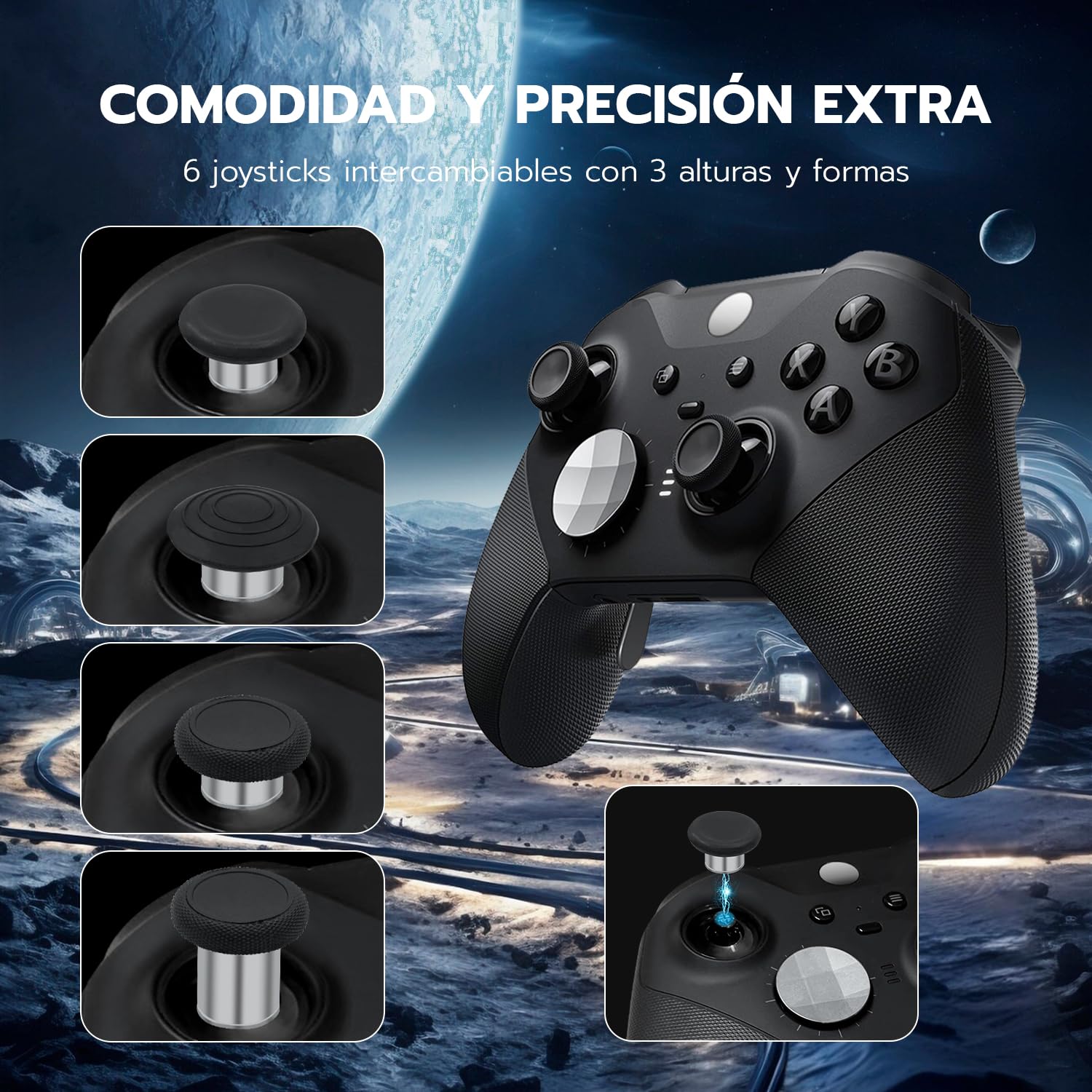 Mcbazel Kit 13 en 1 con Palancas de Metal para Xbox Elite Series 2, Kit de Reemplazo con Botones Magnéticos, 6 Palancas Magnéticas, 4 Paletas Traseras y 2 D-Pads para Xbox Elite Series 2, Plata