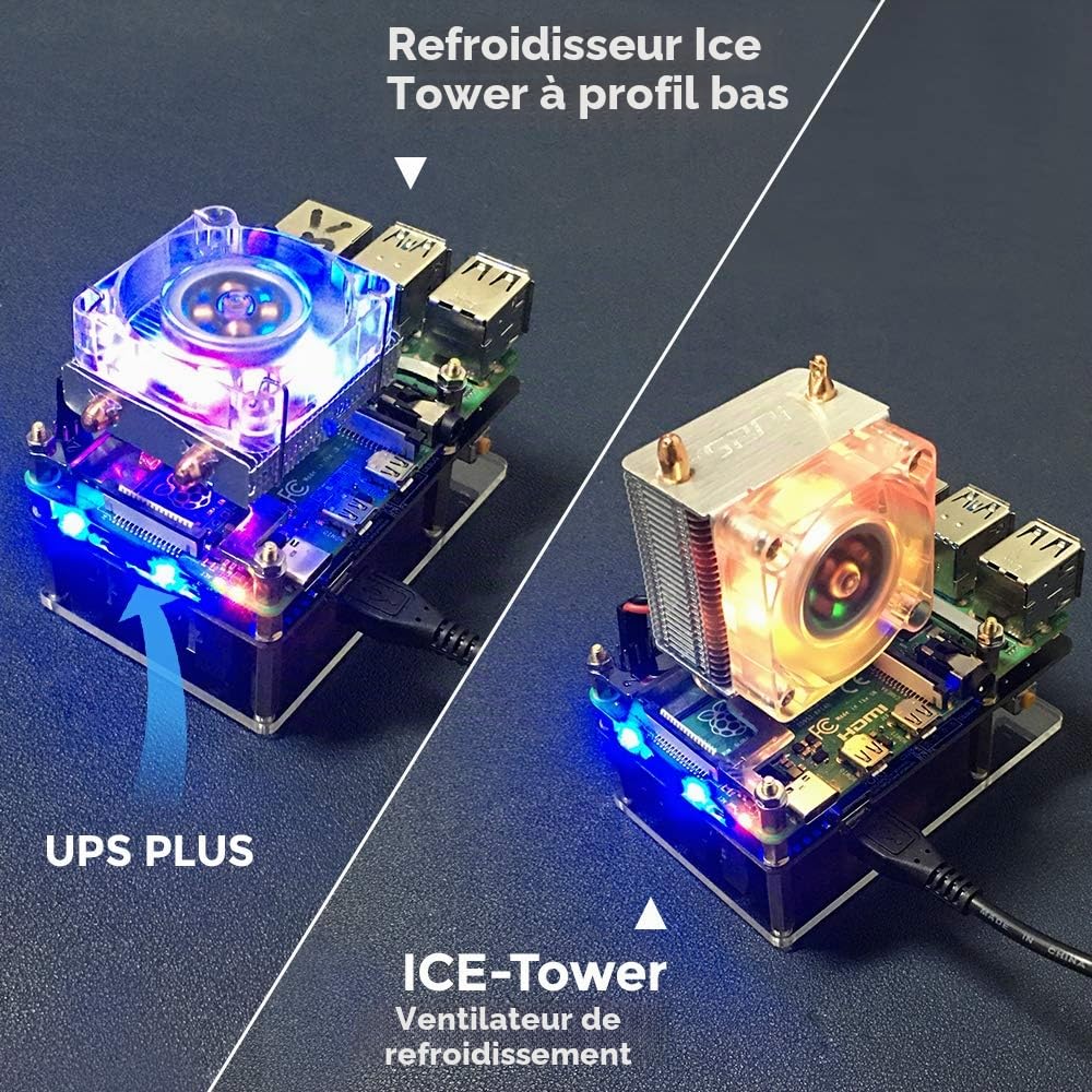 GeeekPi Raspberry Pi UPS V5 Alimentation UPS Hat, Prise en Charge 18650 Chargeur de Batterie Power Bank Carte d'extension de Gestion de l'alimentation 5 V pour Raspberry Pi 4B/3B+/3B/2B/B+/B/A+/A