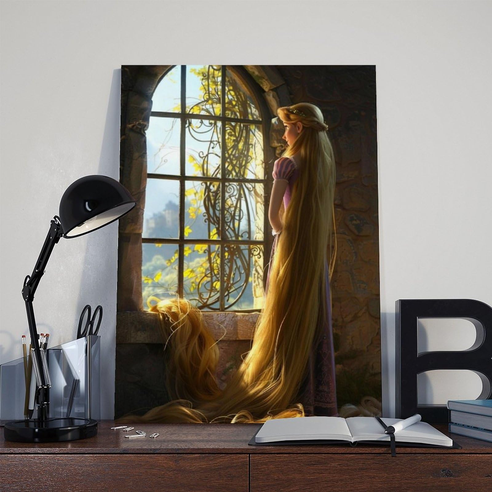 NFFBGFD Stampa artistica da parete su tela, motivo: Rapunzel Skurrile Kinderzimmer Dekoration, 50 x 75 cm