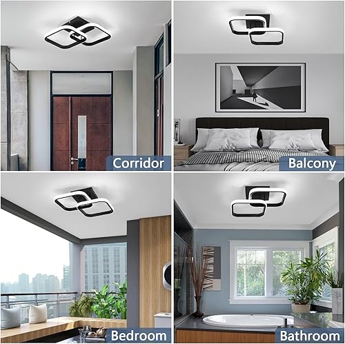 Miniatura 7 de ADISUN Lámpara LED moderna de techo empotrada para dormitorio, cocina, loft, pasillo, balcón, escalera, entrada, cuadrado, 22 W, blanco frío, 110 V