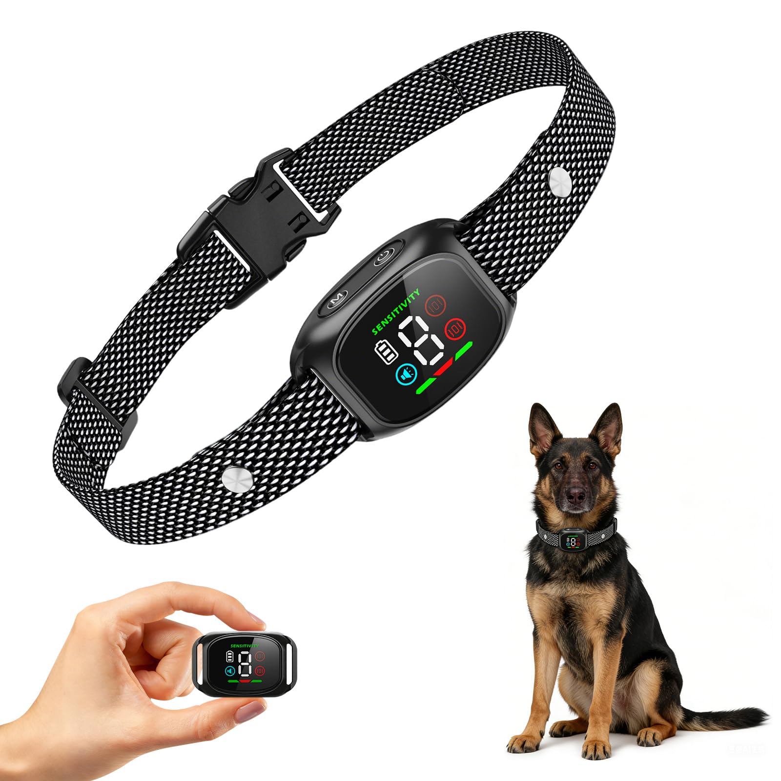 No Shock Anti-Bark Dog Collar - Waterproof Rechargeable Dog Control Bark Collar, with Humane Beep and Vibration Settings, with 3 Modes 5 Sensitivities, Anti Barking Device for Dogs, Black