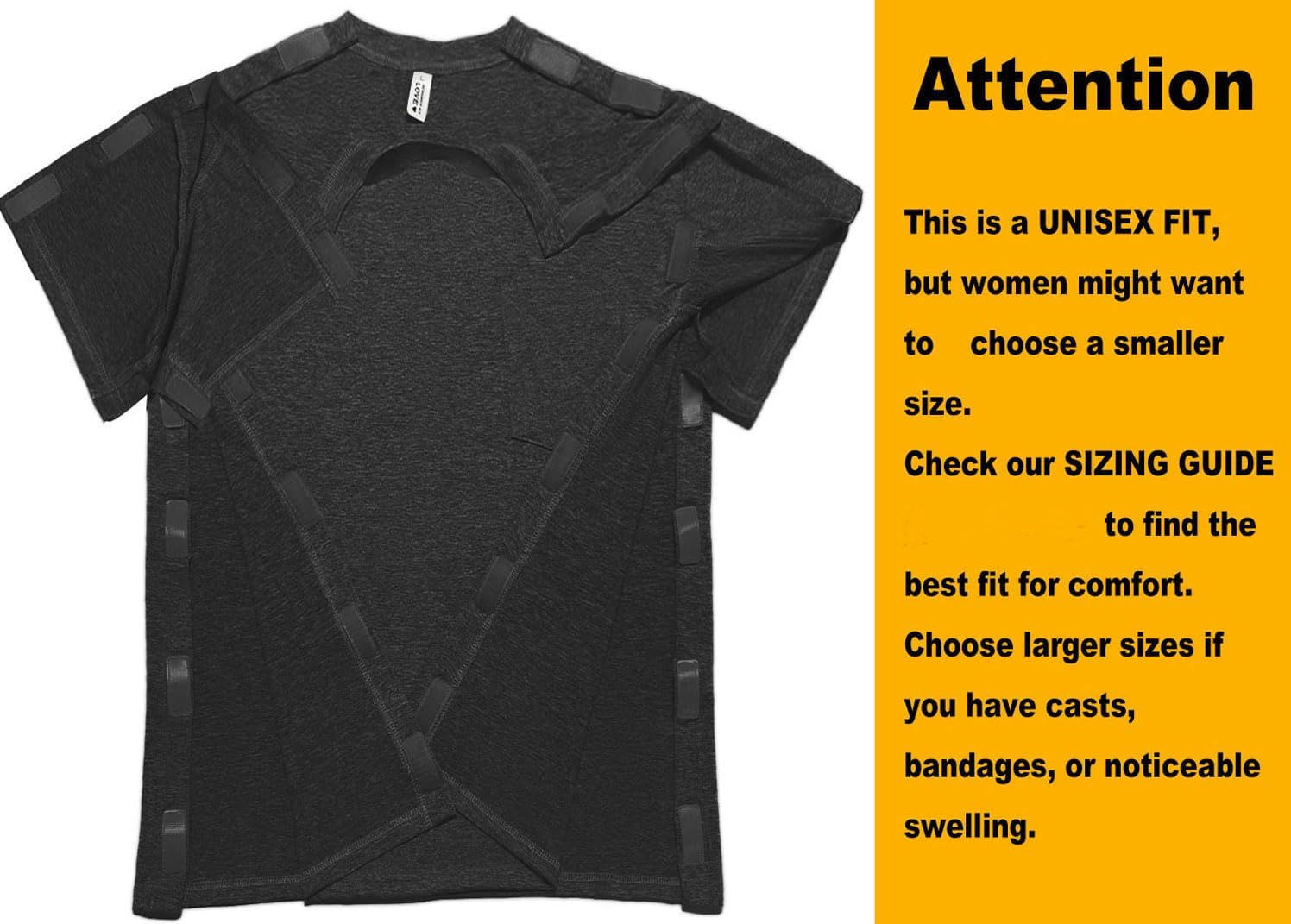 Unisex Post Shoulder Surgery Shirts for Women with All Access Stick On Fasteners Recovery Tear Away Chemo Clothing - Image 3